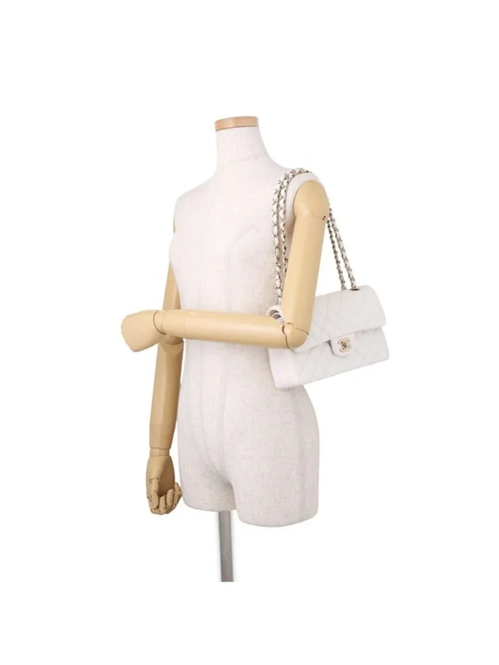 Chanel Chain Shoulder Bag Quilted 23 CC Logo Double White